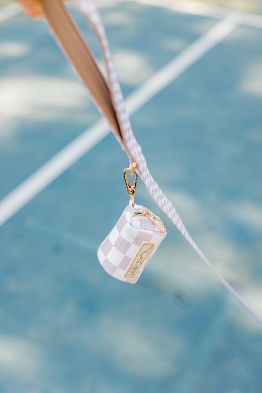Creme Checkered Dog Waste Bag Holder