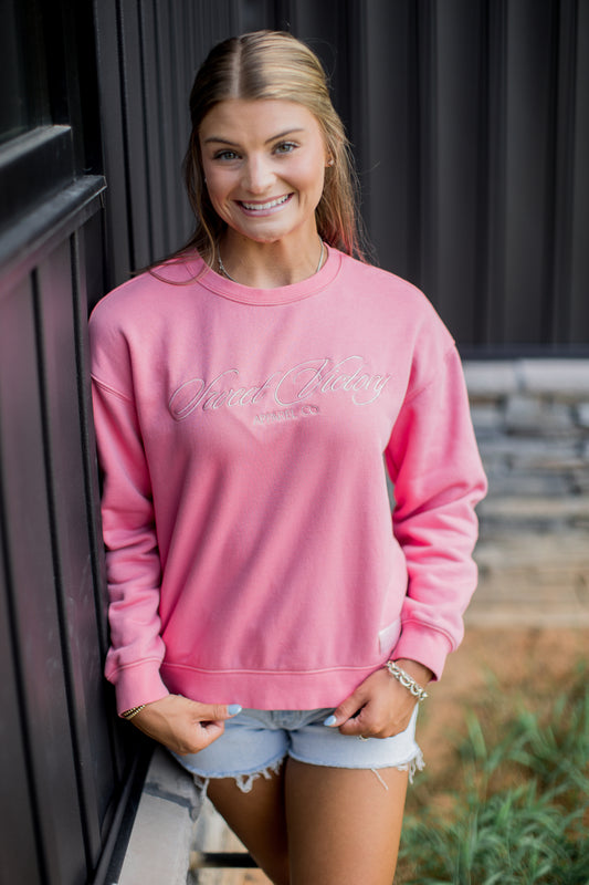 Classic Style Pink Crewneck Sweatshirt