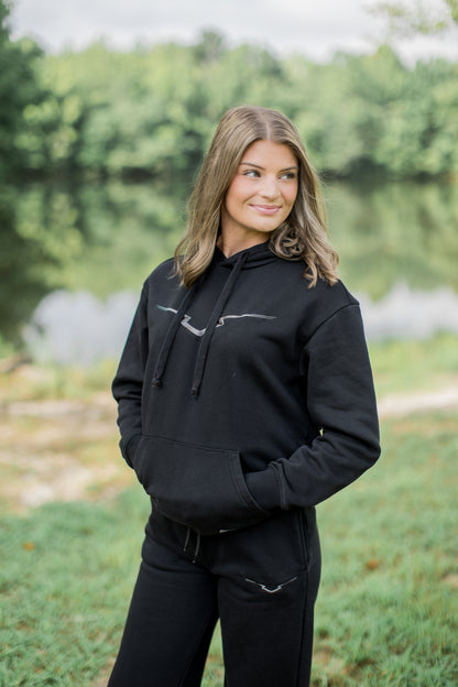 Black Victory Embroidered Hoodie Sweatshirt
