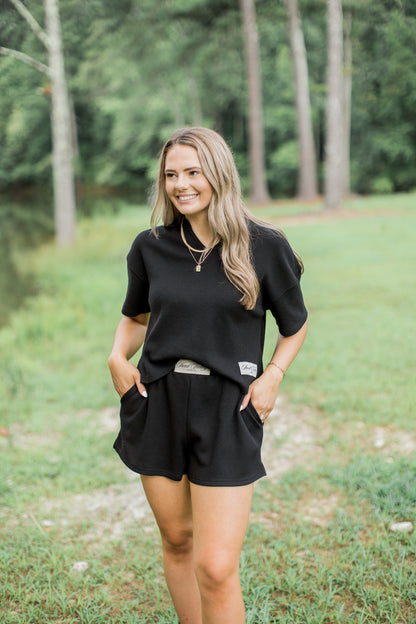 Womens Black Summer Set Shorts