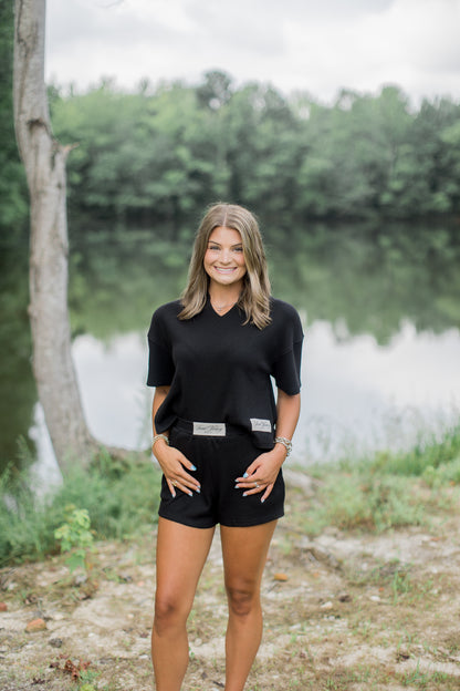 Womens Black Summer Set Shorts