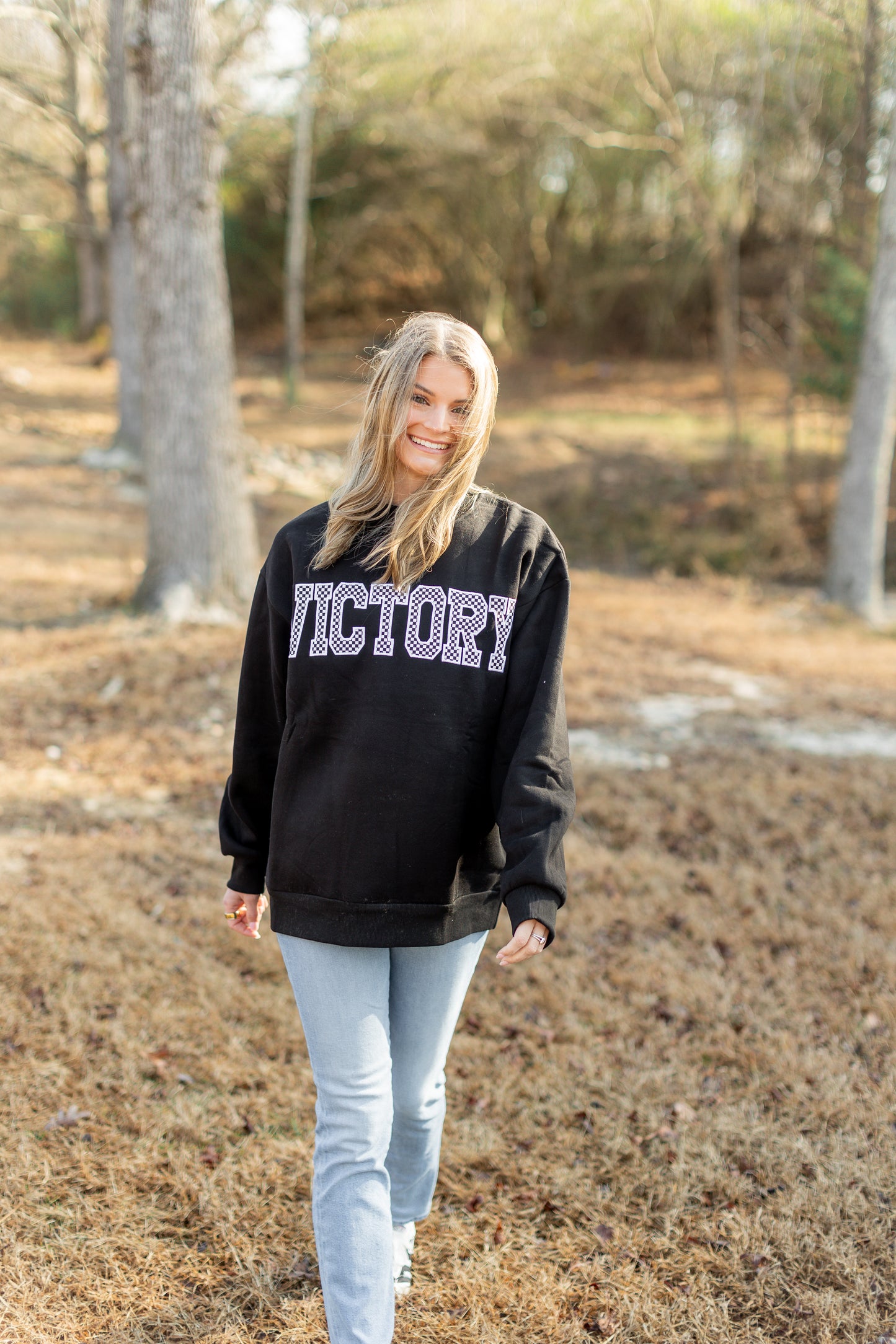 Black VICTORY Checkered Mockneck Sweatshirt