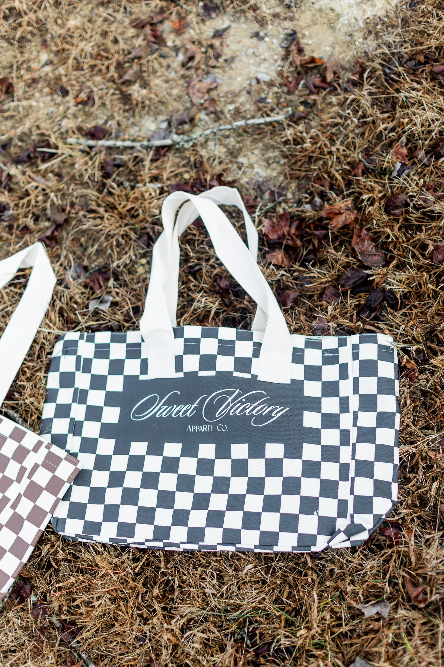 Black Checkered Tote Bag