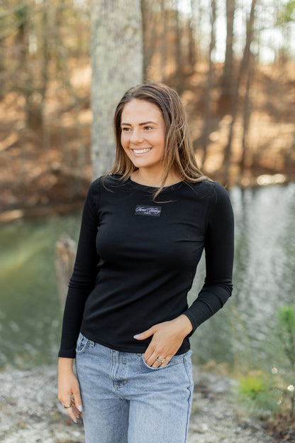 Black Ribbed Classic Long Sleeve Top