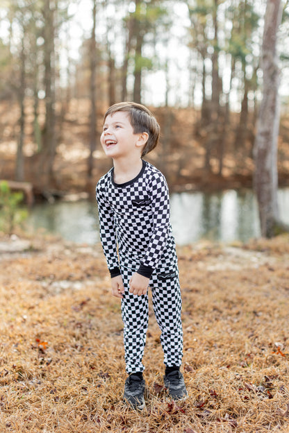 Kids Checkered Onesie/Top & Pants Set