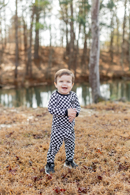 Kids Checkered Onesie/Top & Pants Set