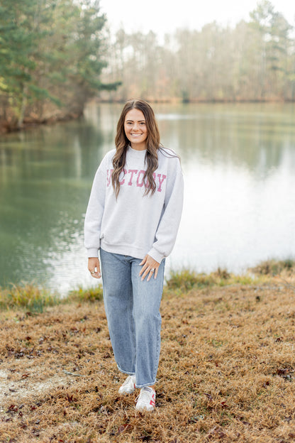 Grey VICTORY Stripe Mockneck Sweatshirt