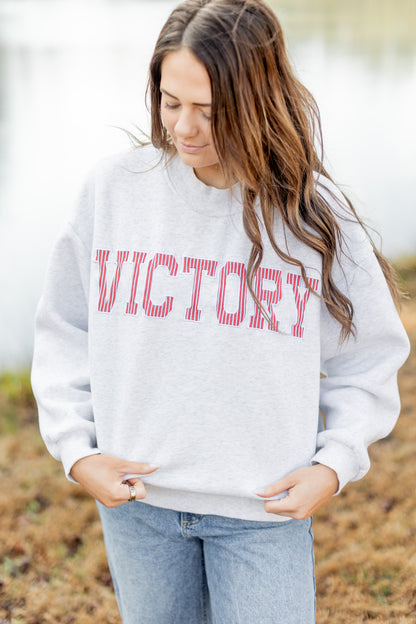 Grey VICTORY Stripe Mockneck Sweatshirt