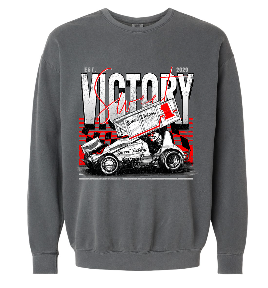 Sprint Car Retro Racing Charcoal Crewneck Sweatshirt