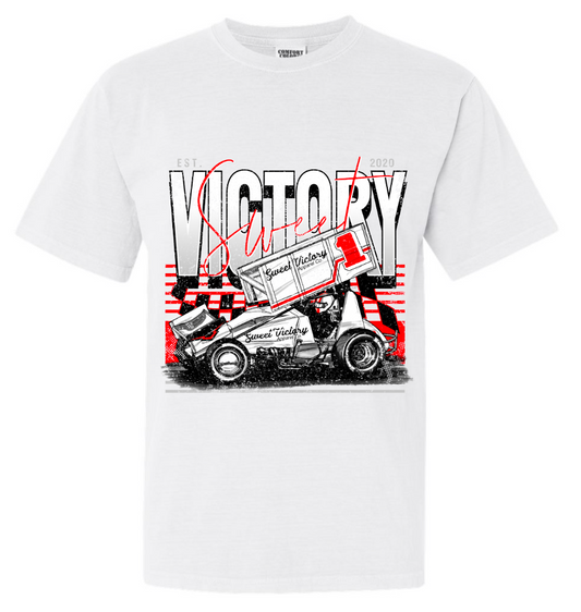 Sprint Car Retro Racing White Comfort Colors Tee