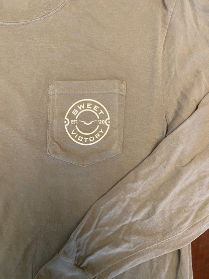 1932 Ford Champion Grey Long Sleeve Comfort Colors Pocket Tee