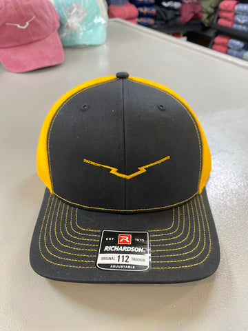 Black/Yellow V Richardson 112 Snapback Hat