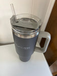 Charcoal 40oz Tumbler with Handle & Straw