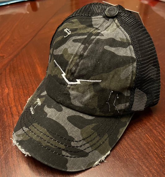 Women’s Camo Black Pony Cap