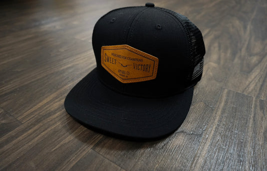 Black Leather Patch Designed for Champions Snapback Hat