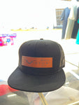 Black Original Leather Patch Snapback Hat
