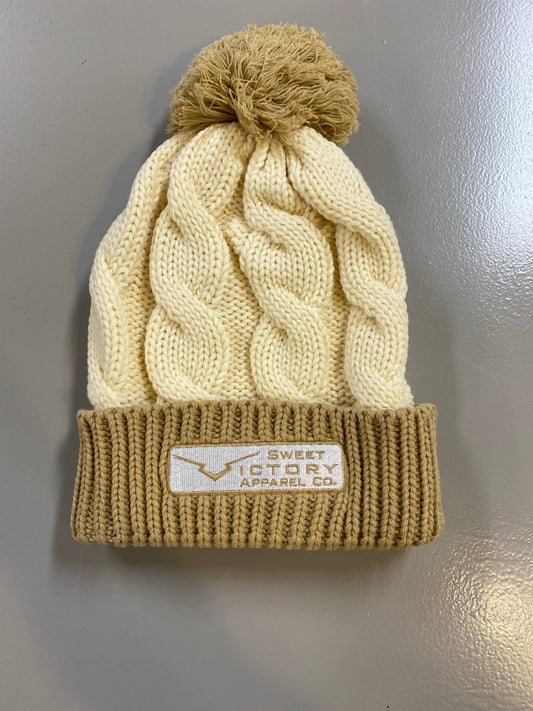 Cream/Mocha Knit Beanie