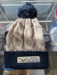 Stone/Navy Knit Beanie