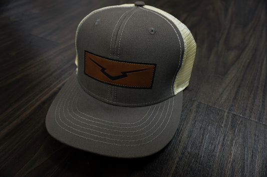 Stone V Leather Patch Flat Bill Snapback Hat